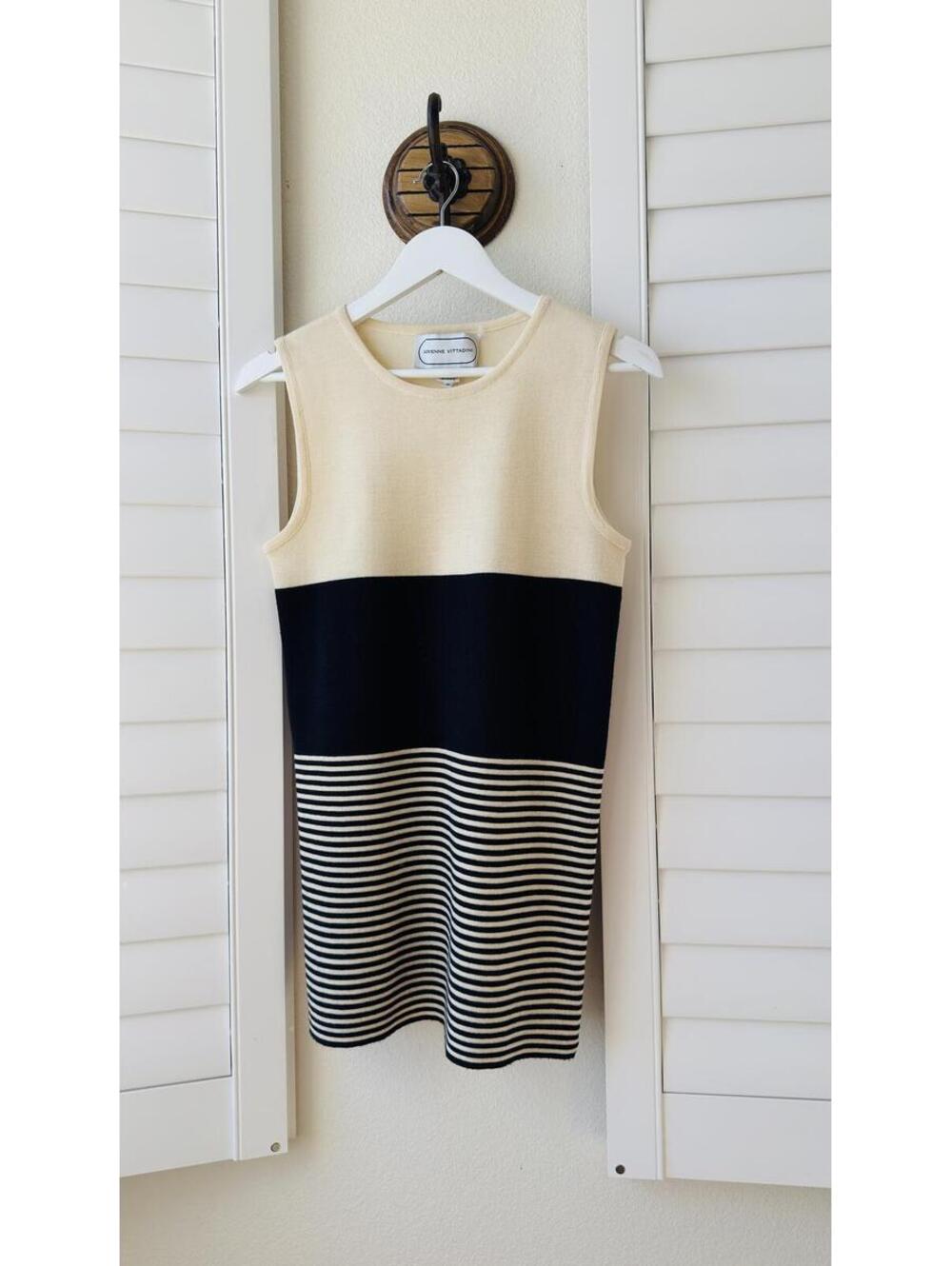 Adrienne Vittadini Vintage Striped Wool Knit Dress - Size S